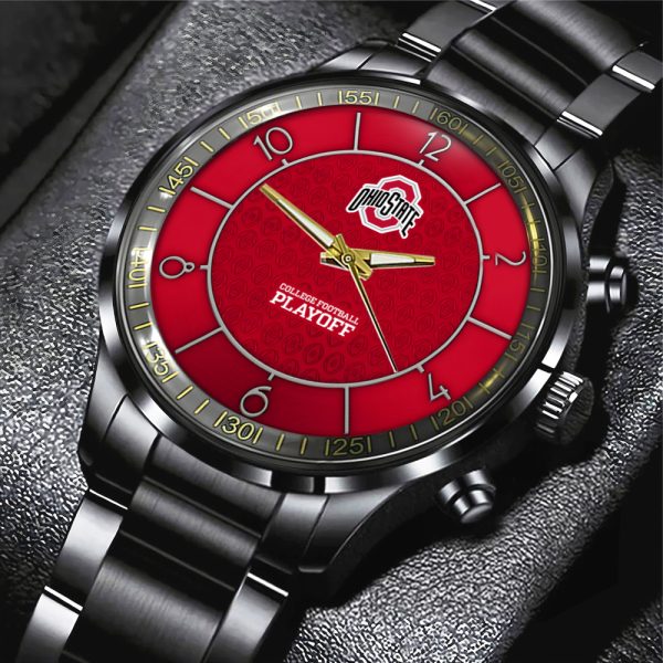 Ohio State Buckeyes Football Black Stainless Steel Watch - TANTN 10547