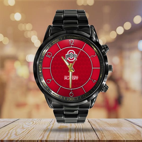 Ohio State Buckeyes Football Black Stainless Steel Watch - TANTN 10547