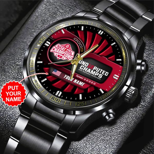 Personalized Ohio State Buckeyes Football Black Stainless Steel Watch - TANTN 10660