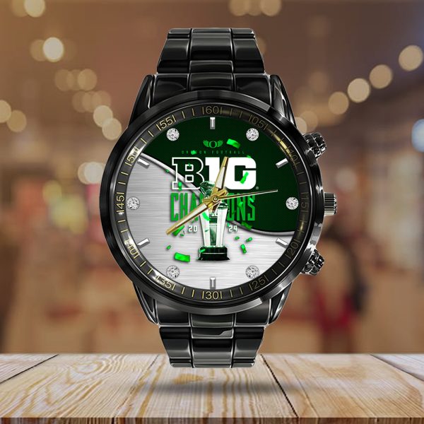 Oregon Ducks Football Black Stainless Steel Watch - HOATT 7783