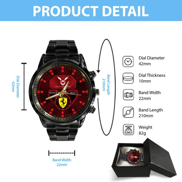 Scuderia Ferrari x Lewis Hamilton Black Stainless Steel Watch - MAITM 9759