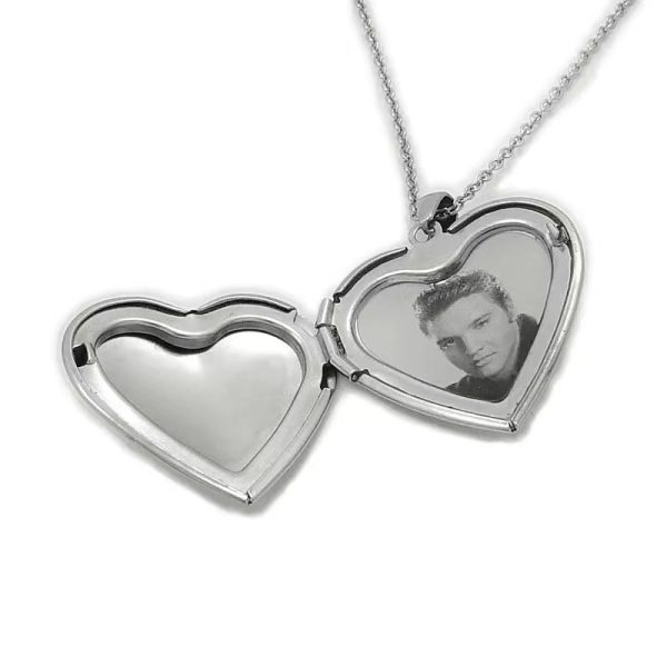 Elvis Presley Stainless Steel Heart-Shaped Openable Pendant Necklace - MAITM DROP033