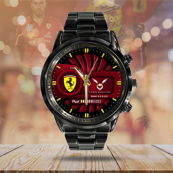 Scuderia Ferrari x Lewis Hamilton Black Stainless Steel Watch - MAITM 9804