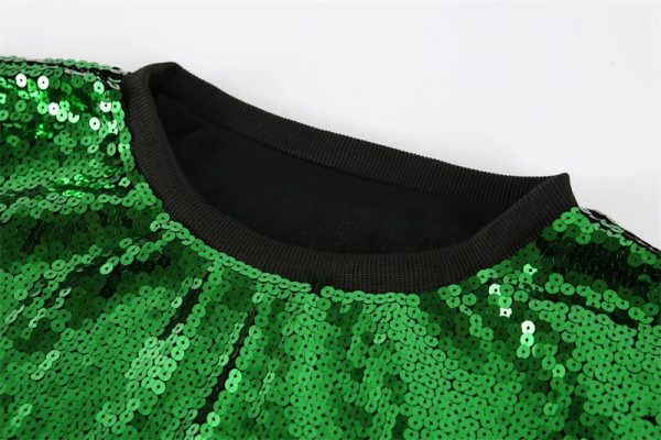 Philadelphia Eagles Green Sequin Round Neck Shirt - MAITM DROP038