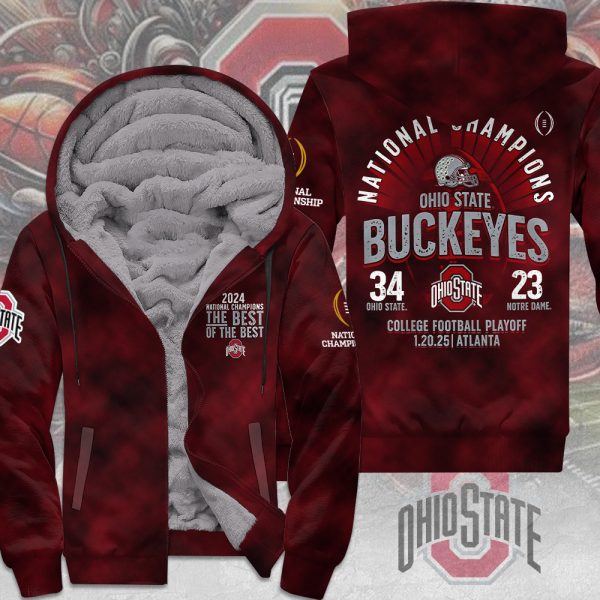 Ohio State Buckeyes Football 3D Fleece Zip Up Hoodie - MAITM 9964