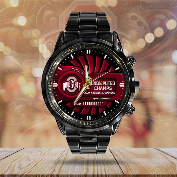 Ohio State Buckeyes Football Black Stainless Steel Watch - MAITM 9951