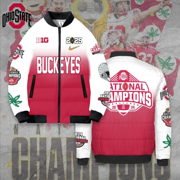 Ohio State Buckeyes Football 3D Bomber Puffer Jacket - TANTN 10722