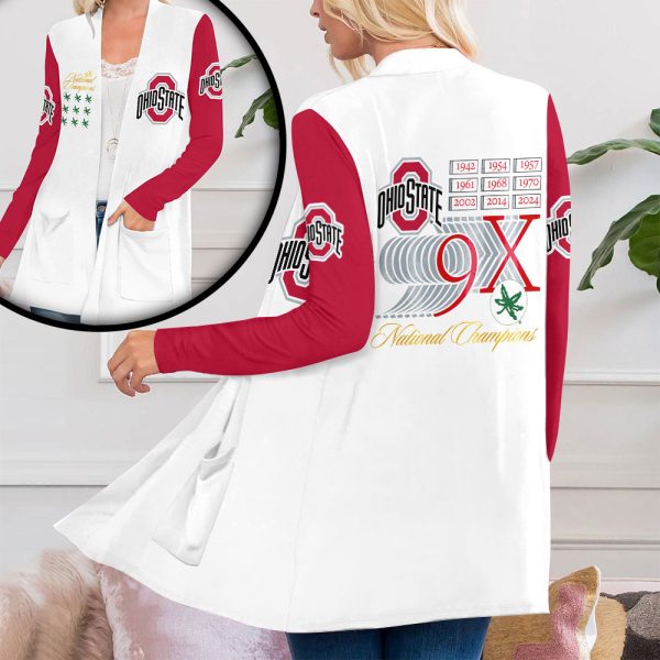 Ohio State Buckeyes Football Women's Patch Pocket Cardigan - HOATT 8453