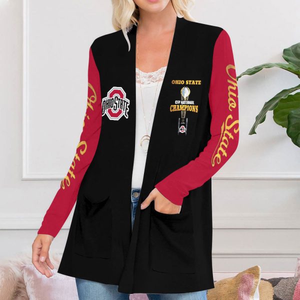 Ohio State Buckeyes Football Women's Patch Pocket Cardigan - HOATT 8454