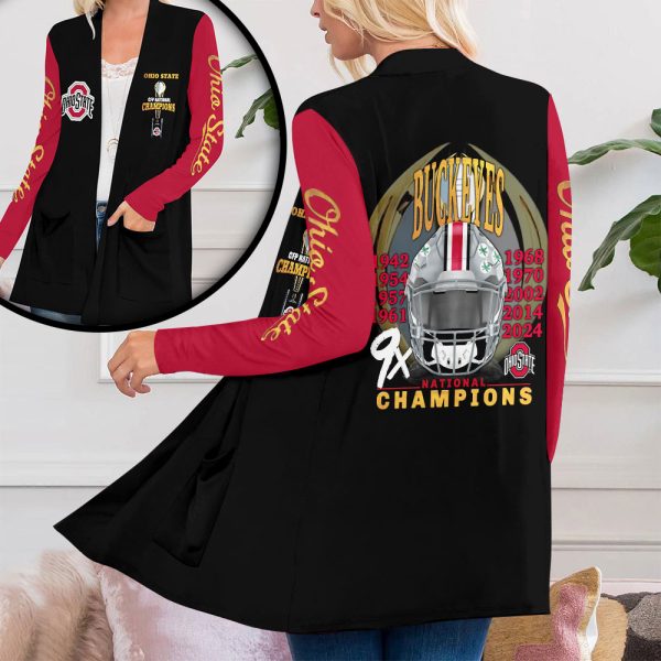 Ohio State Buckeyes Football Women's Patch Pocket Cardigan - HOATT 8454