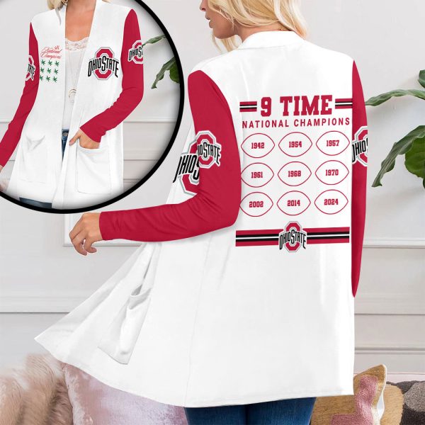 Ohio State Buckeyes Football Women's Patch Pocket Cardigan - HOATT 8678