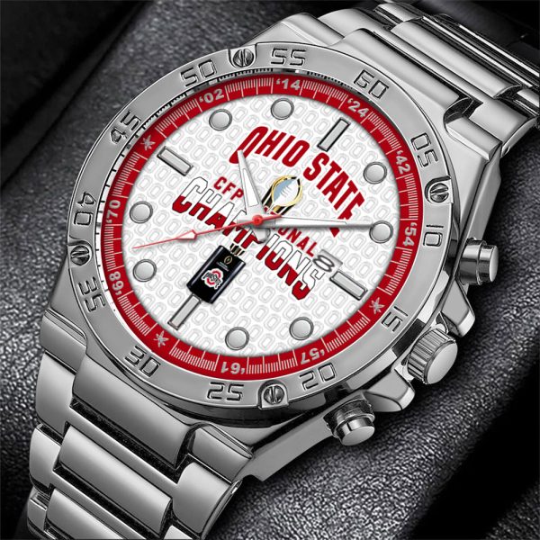 Ohio State Buckeyes Football Gentleman Stainless Steel Watch - HOATT 8255