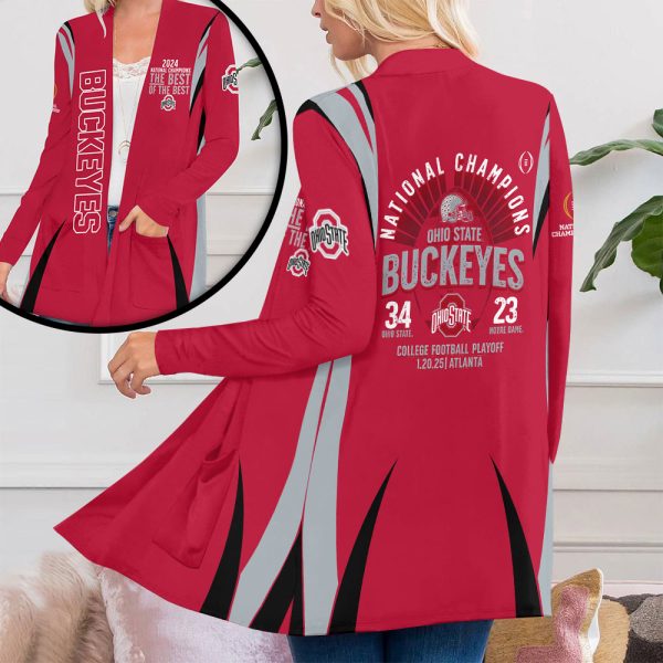 Ohio State Buckeyes Football Women's Patch Pocket Cardigan - MAITM 9924