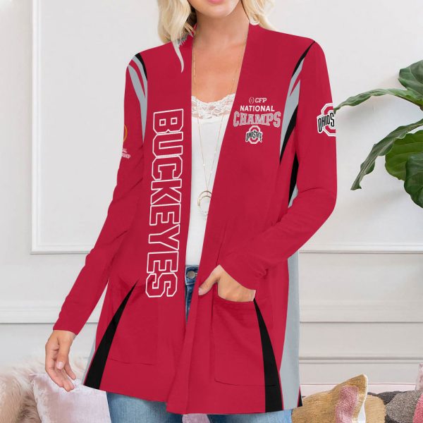 Ohio State Buckeyes Football Women's Patch Pocket Cardigan - MAITM 9977