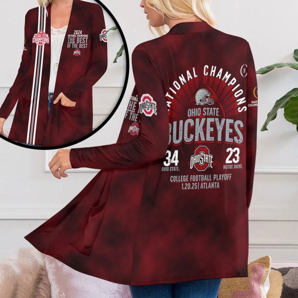 Ohio State Buckeyes Football Women's Patch Pocket Cardigan - MAITM 9983