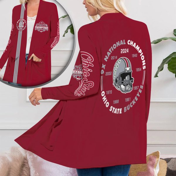 Ohio State Buckeyes Football Women's Patch Pocket Cardigan - HOATT 8452