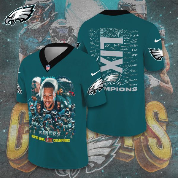 Philadelphia Eagles 3D Football Jersey w. Collar Logo - TANTN 10924