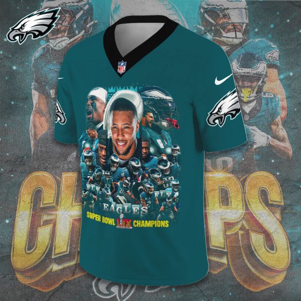 Philadelphia Eagles 3D Football Jersey w. Collar Logo - TANTN 10924