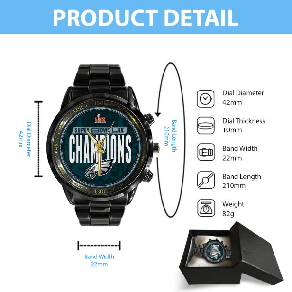 Philadelphia Eagles Black Stainless Steel Watch - TANTN 10879