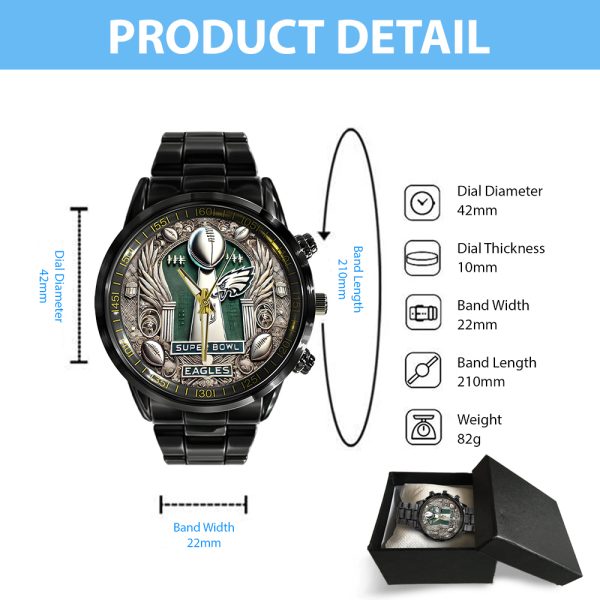 Philadelphia Eagles Black Stainless Steel Watch - TANTN 10880