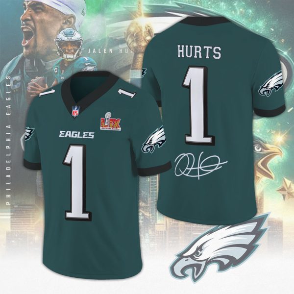 Philadelphia Eagles x Jalen Hurts Football 3D Football Jersey w. Collar Logo - MAITM 9917