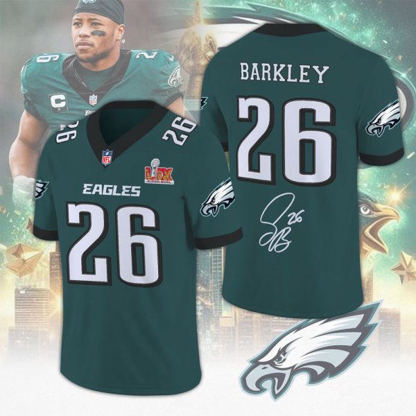 Philadelphia Eagles x Saquon Barkley Football 3D Football Jersey w. Collar Logo - MAITM 9916