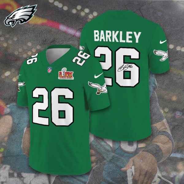 Philadelphia Eagles x Saquon Barkley Football 3D Football Jersey w. Collar Logo - TANTN 10952