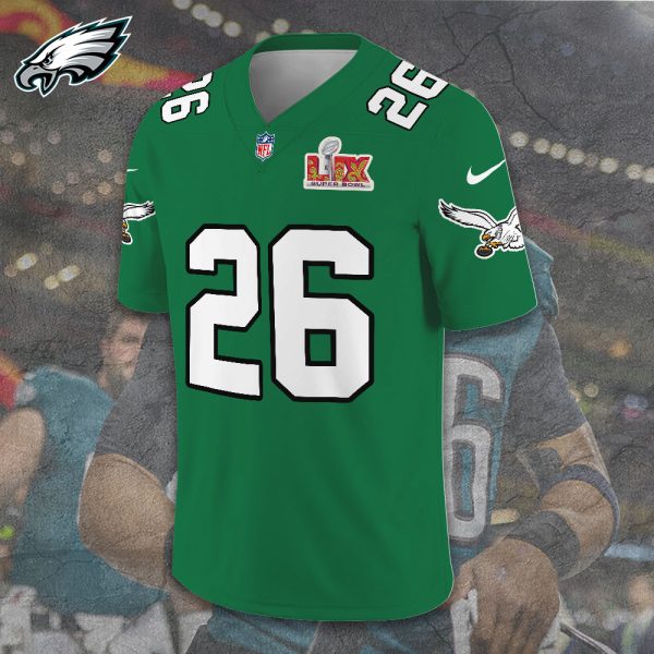 Philadelphia Eagles x Saquon Barkley Football 3D Football Jersey w. Collar Logo - TANTN 10952