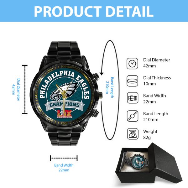 Philadelphia Eagles Black Stainless Steel Watch - TANTN 10878