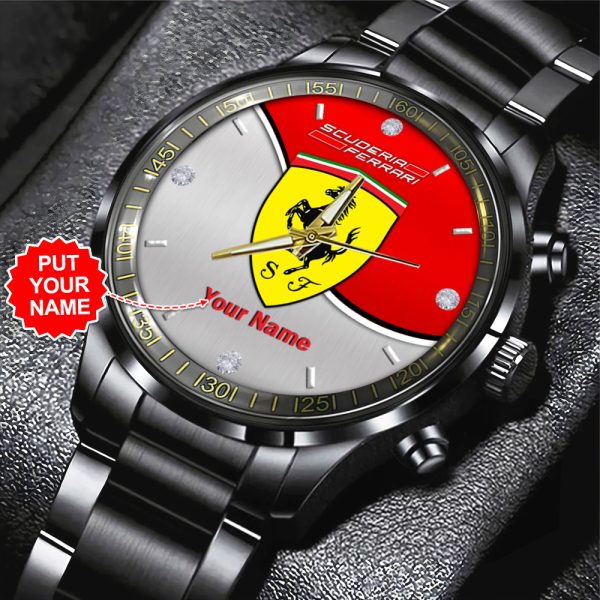 Personalized Scuderia Ferrari x Lewis Hamilton Black Stainless Steel Watch - ANHNV 6002