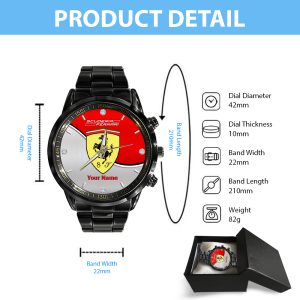 Personalized Scuderia Ferrari x Lewis Hamilton Black Stainless Steel Watch - ANHNV 6002