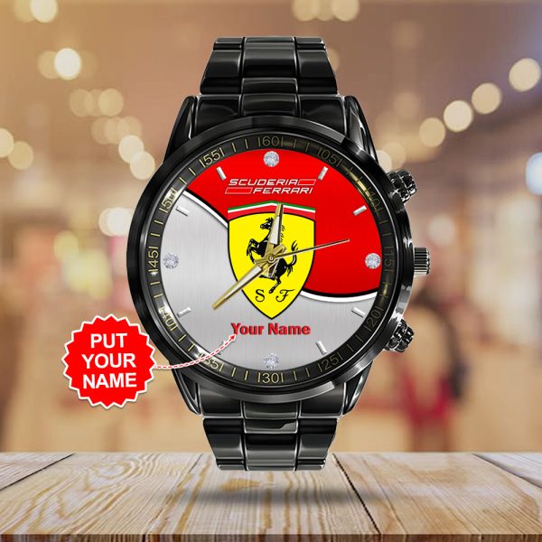 Personalized Scuderia Ferrari x Lewis Hamilton Black Stainless Steel Watch - ANHNV 6002