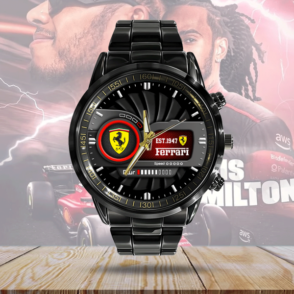 Scuderia Ferrari x Lewis Hamilton Black Stainless Steel Watch - ANHNV 6032