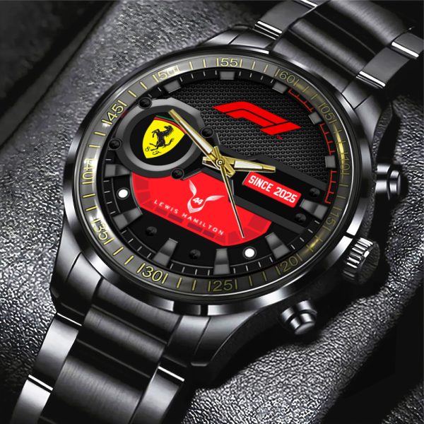 Scuderia Ferrari x Lewis Hamilton Black Stainless Steel Watch - MAITM 9940