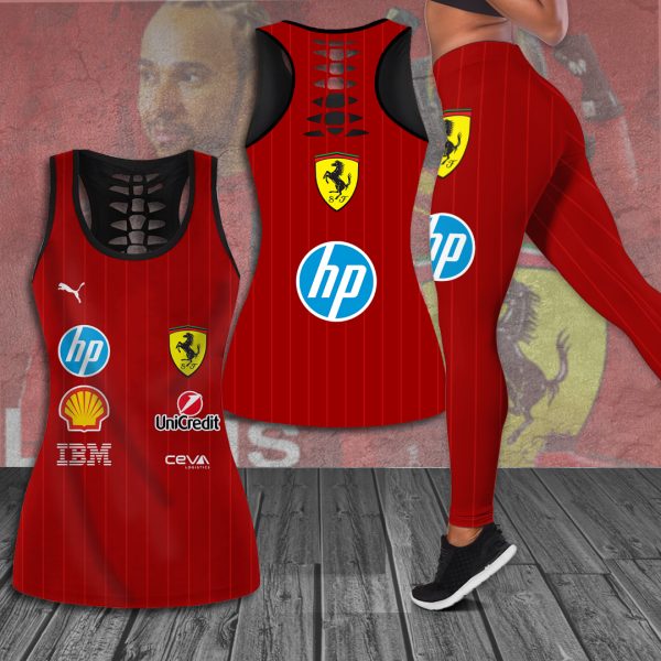 Scuderia Ferrari Hollow Tank Top Leggings - HOATT 8260