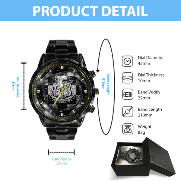 Newcastle United Black Stainless Steel Watch - GNE 3058