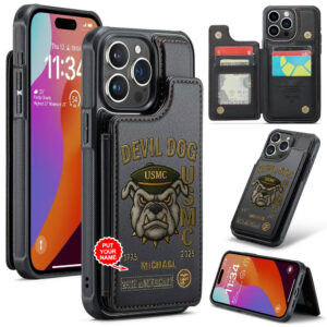 Personalized US Marine Corps 250th Anniversary Leather Wallet Phone Case – MAITM12663