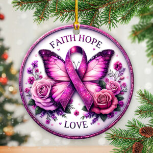Breast Cancer Awareness Fixed Shape 2-Side Printed Acrylic Ornament - GNE 1785
