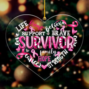 Breast Cancer Awareness Custom Shape Clear 1-Side Printed Acrylic Ornament - HOATT 6806