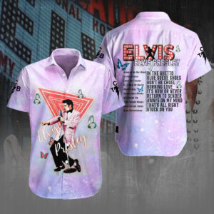 Elvis Presley Short Sleeve Button-Down Shirt - HUANNM 5423.1