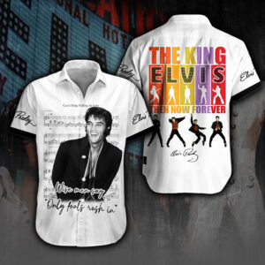 Elvis Presley Short Sleeve Button-Down Shirt - HUANNM 5422.1