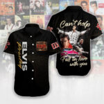 Elvis Presley Short Sleeve Button-Down Shirt - HUANNM 5535