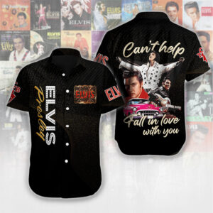 Elvis Presley Short Sleeve Button-Down Shirt - HUANNM 5535