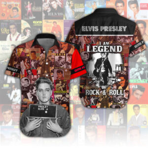 Elvis Presley Short Sleeve Button-Down Shirt - HUANNM 4509