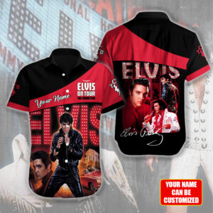 Personalized Elvis Presley Short Sleeve Button-Down Shirt - HUANNM 4599