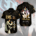 Elvis Presley Short Sleeve Button-Down Shirt - HUANNM 4602