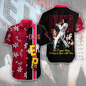 Elvis Presley Short Sleeve Button-Down Shirt - HUANNM 4603
