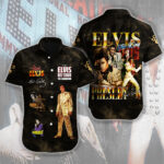 Elvis Presley Short Sleeve Button-Down Shirt - HUANNM 4639