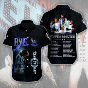 Elvis Presley Short Sleeve Button-Down Shirt - HUANNM 4641