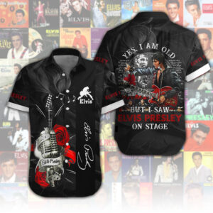 Elvis Presley Short Sleeve Button-Down Shirt - HUANNM 4647